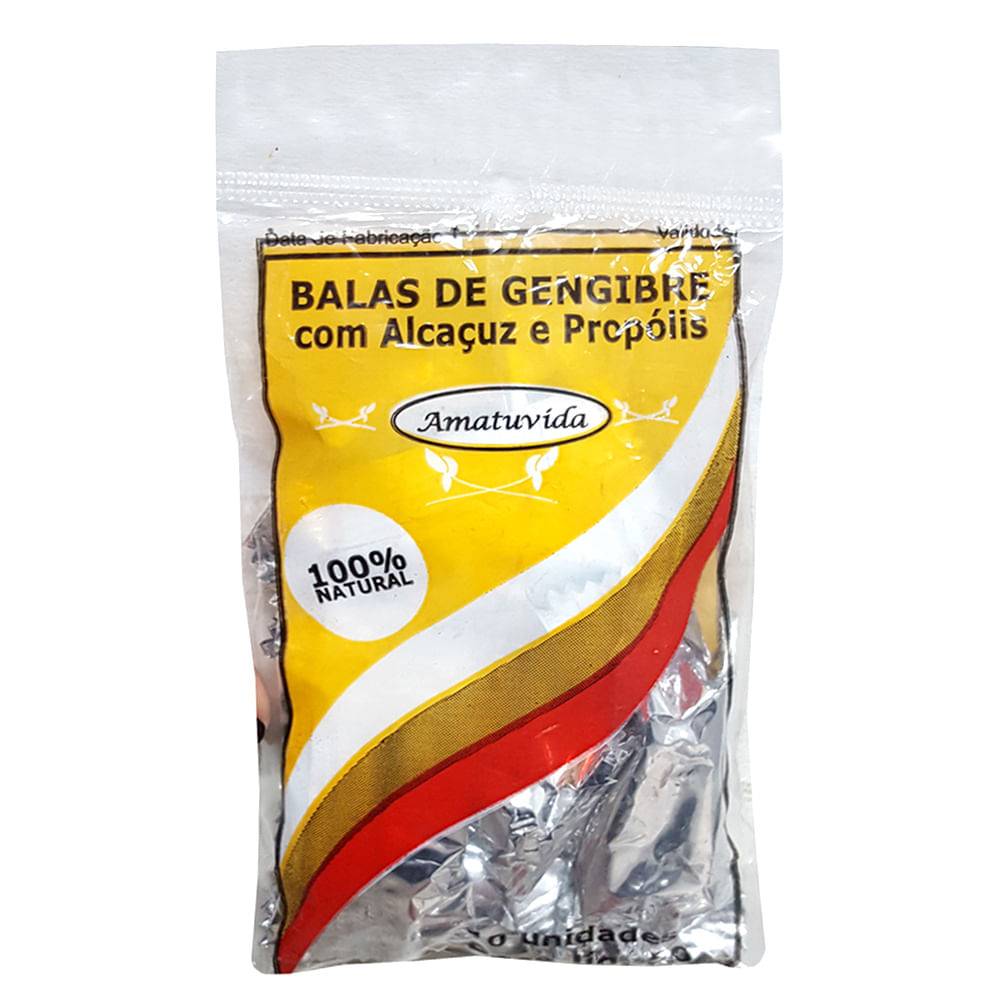 Balas de gengibre com alcaçuz e própolis Amatuvida - Pct. 40g