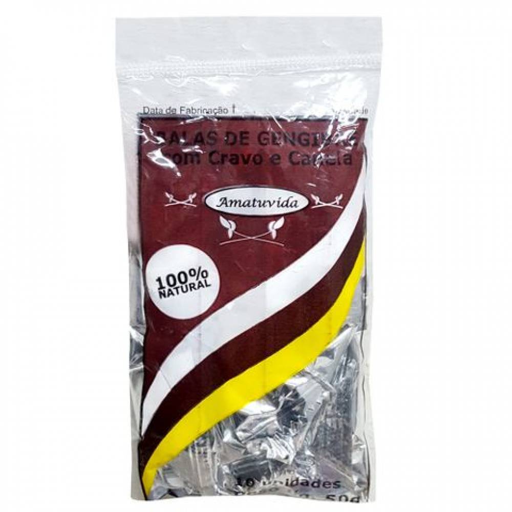 Balas de gengibre com cravo e canela Amatuvida - Pct. 40g