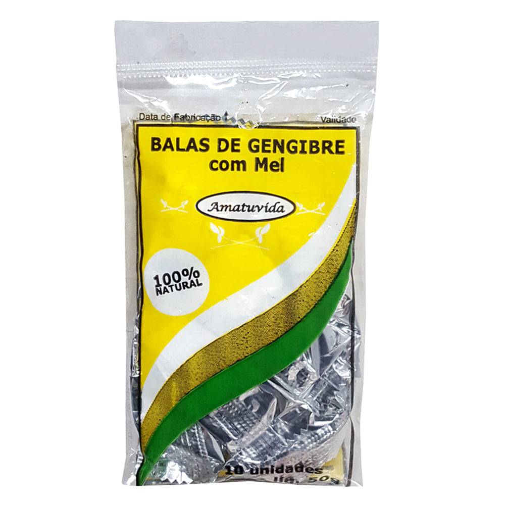 Balas de gengibre com mel Amatuvida - Pct. 40g