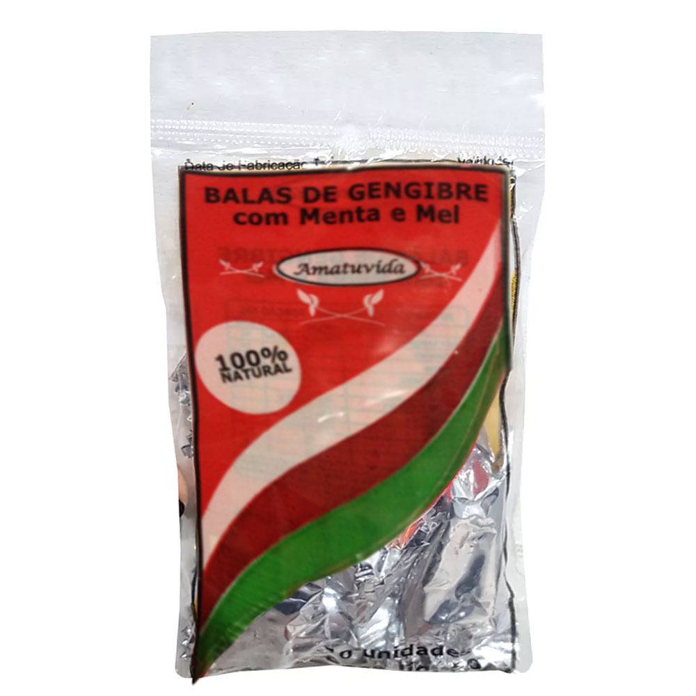 Balas de gengibre com menta e mel Amatuvida - Pct. 40g