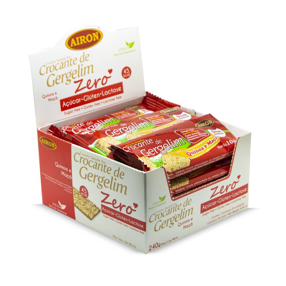 Crocante de gergelim quinoa e maçã Airon - Dis. 24x10g