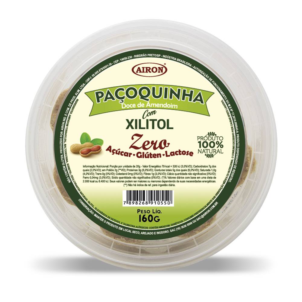 Paçoquinha com xilitol zero Airon - Pote 160g
